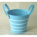 Blue and white stamped stripe metal barrel